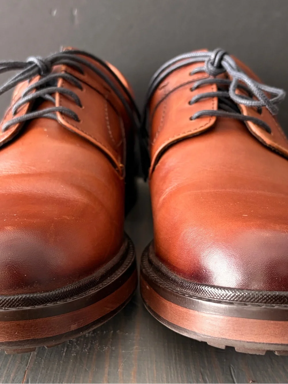 Pierre Cardin Men's Cognac Brown Leather Derby Shoes - 43/9